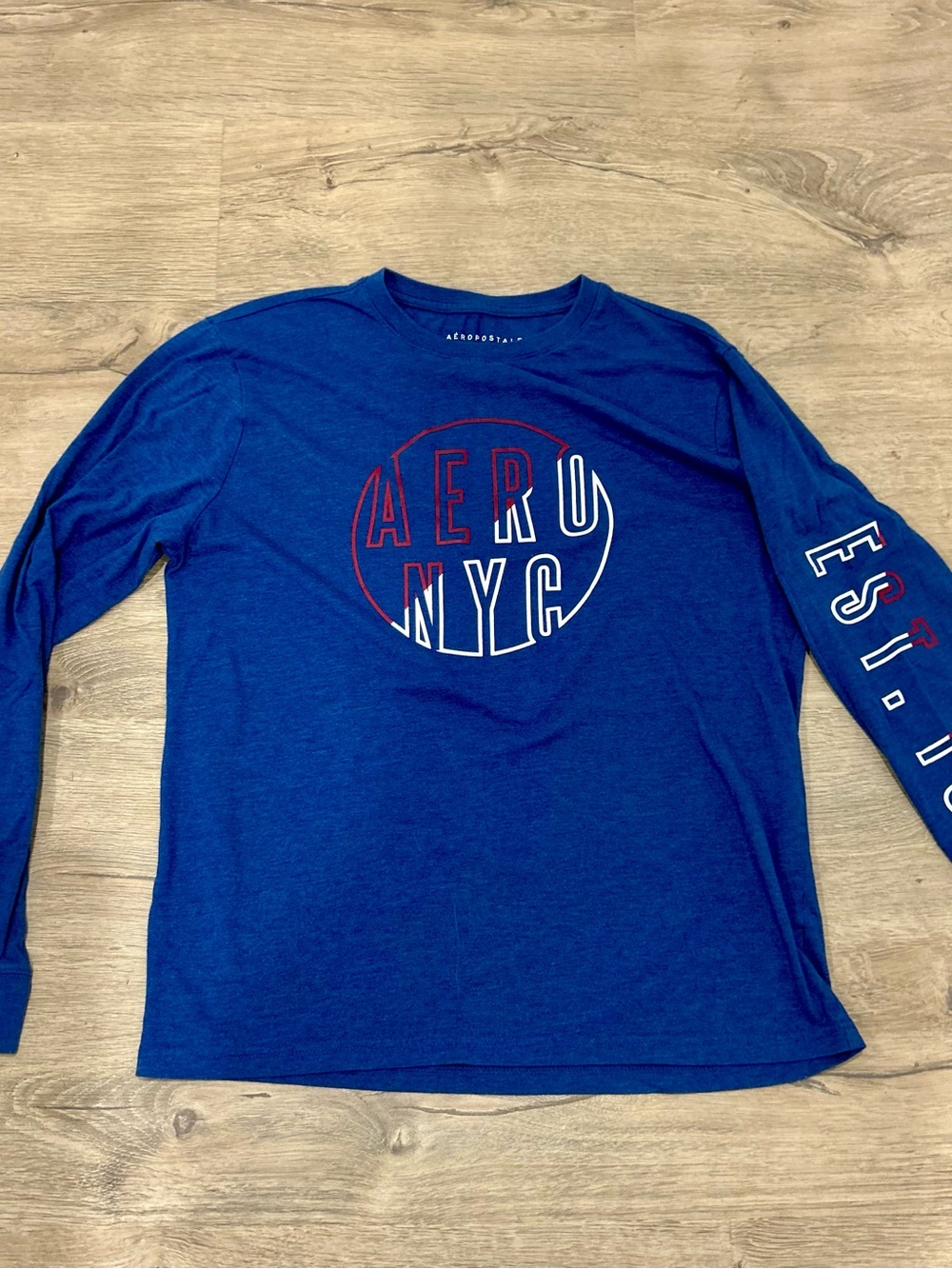 Aeropostale Men’s Large Long Sleeve Crew - Royal Blue with Red & White Logo